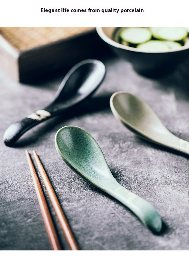 Title 4, Ceramic Household Restaurant Meal Spoon Durable...