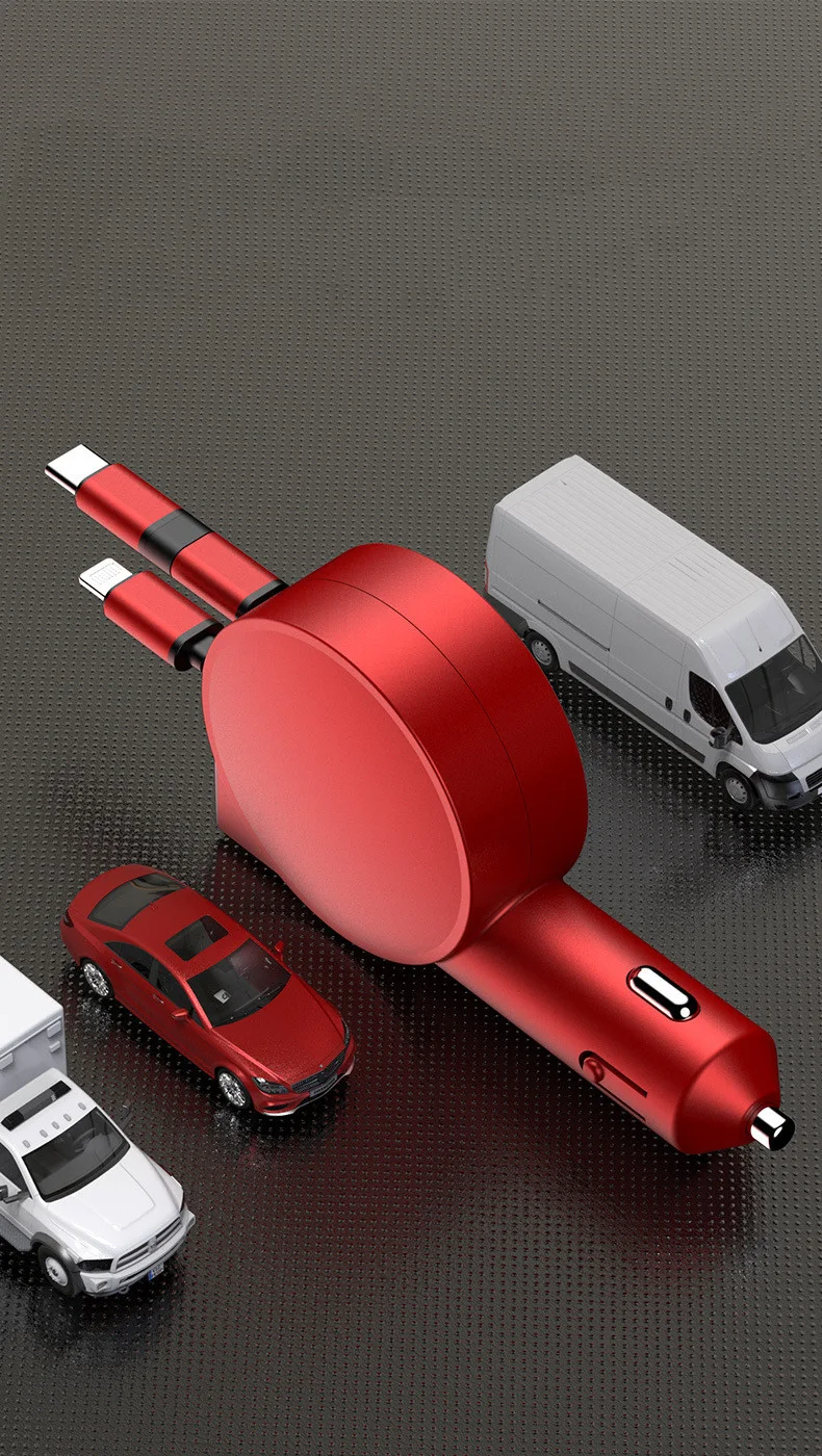 Title 3, Caricabatterie per auto retrattile a 2 fili 60W...