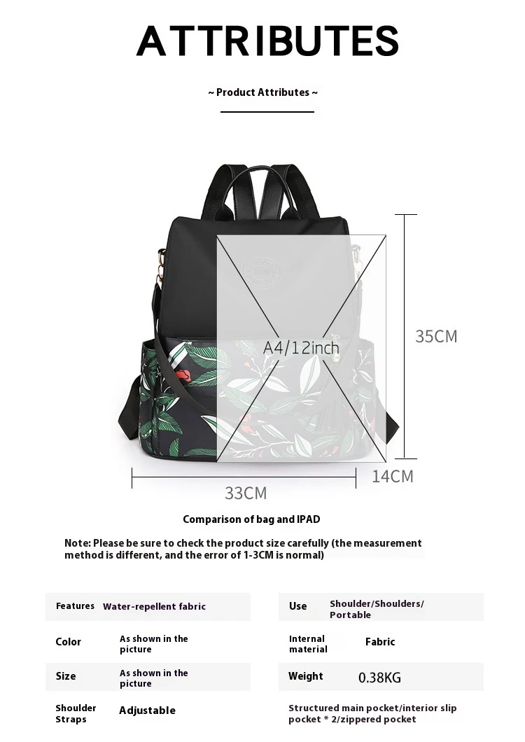 Mochila feminina Oxford estampada moderna 2024 nova, antifurto, grande capacidade, perfeita para lazer e uso diário. — foto 8
