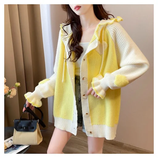 Title 16, Cardigan de malha com mangas largas da moda par...