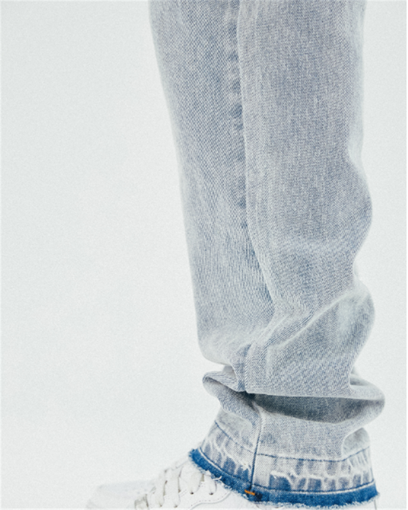 Title 5, Washed Blue Frayed Edging Distressed Embroidere...