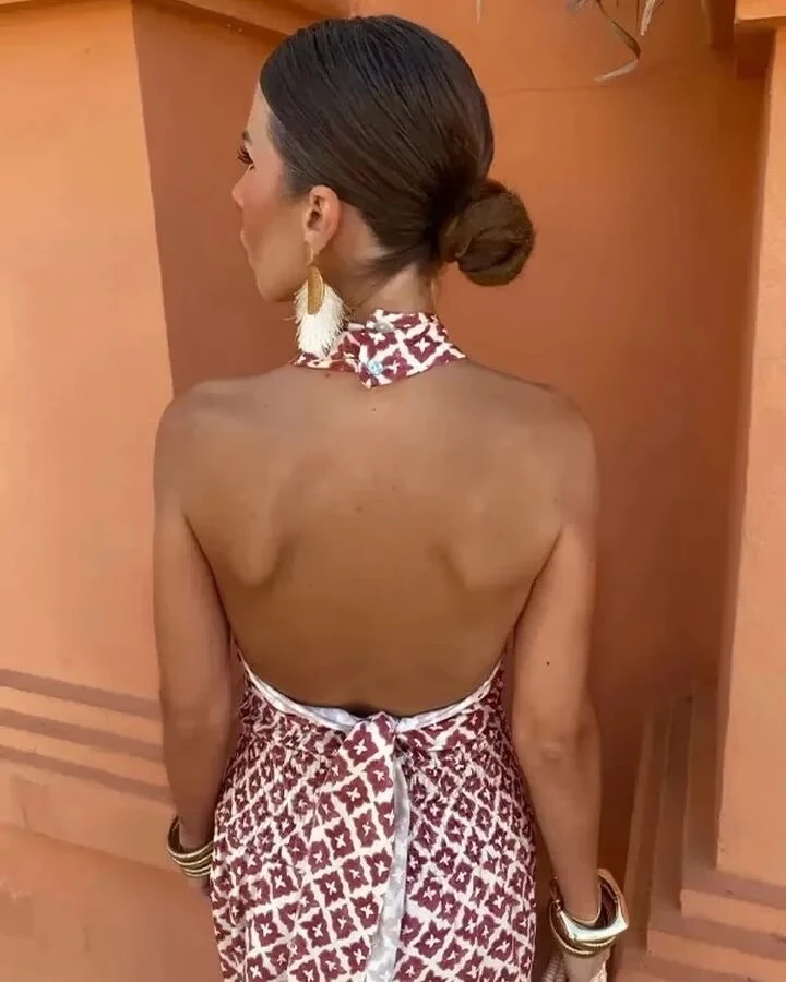 Title 21, Vestido longo com amarração halter, top pequeno...