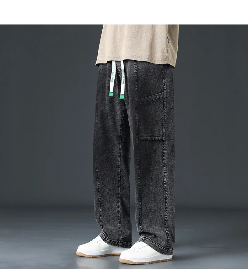 Heren Hip Hop Wide-leg Daddy Jeans, losse pasvorm en trendy. Comfortabel en ideaal voor een relaxte streetwear look. Perfect voor de straat. — foto 7