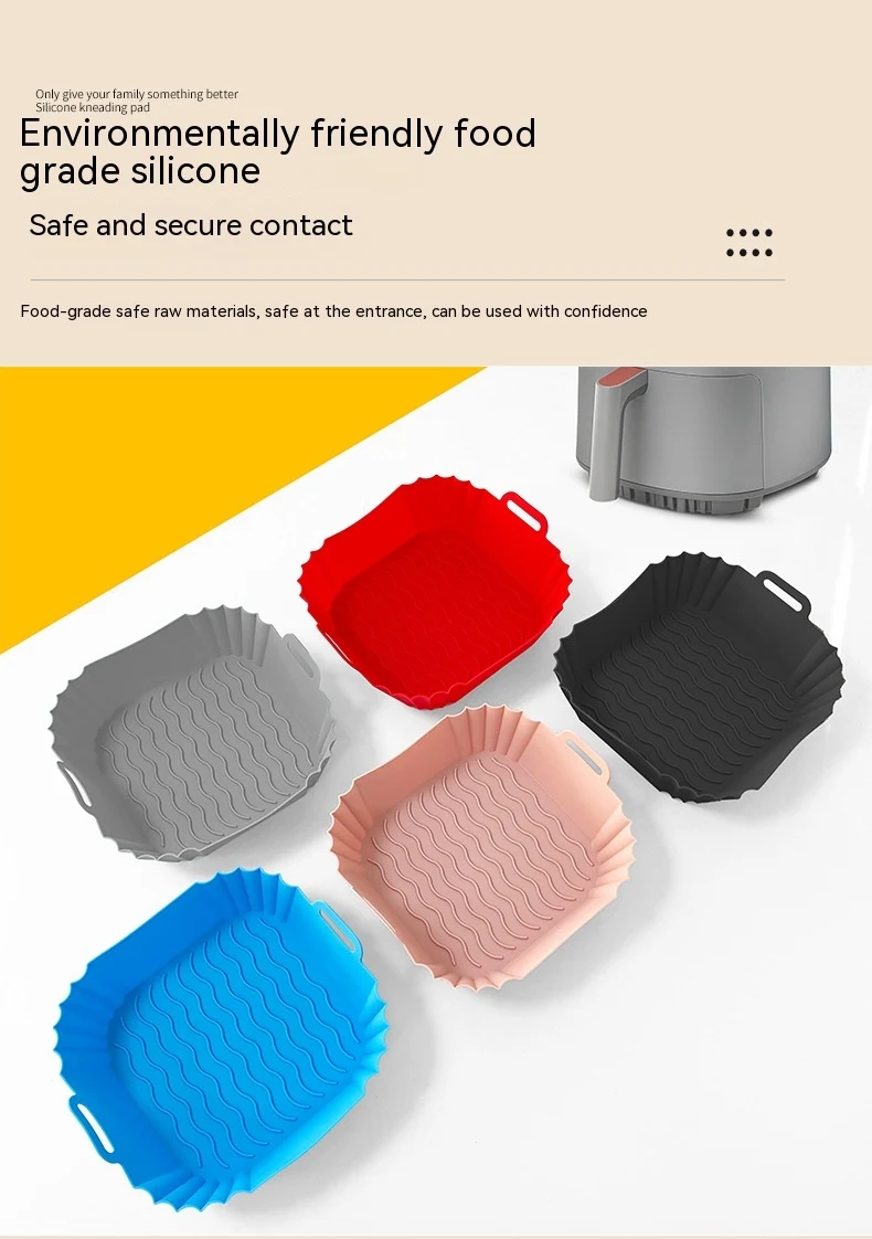 Square Silicone Air Fryer Baking Tray, Fried Food Potholder. Reusable, non-stick, heat resistant. Perfect for mess-free — photo 18