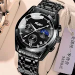 Reloj deportivo de cuarzo coreano con correa de cuero y acero, para un estilo moderno y resistente. Ideal para el día a día y el deporte. — foto 1