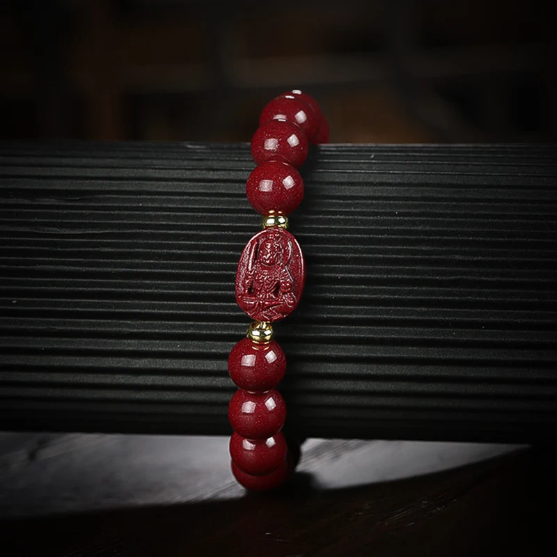 Pulseira de Buda Guardião do Zodíaco Cinábrio Natural, Areia Dourada Roxa, para Proteção e Boa Sorte, Harmoniza Energia. — foto 11