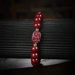Pulseira de Buda Guardião do Zodíaco Cinábrio Natural, Areia Dourada Roxa, para Proteção e Boa Sorte, Harmoniza Energia. — foto 11