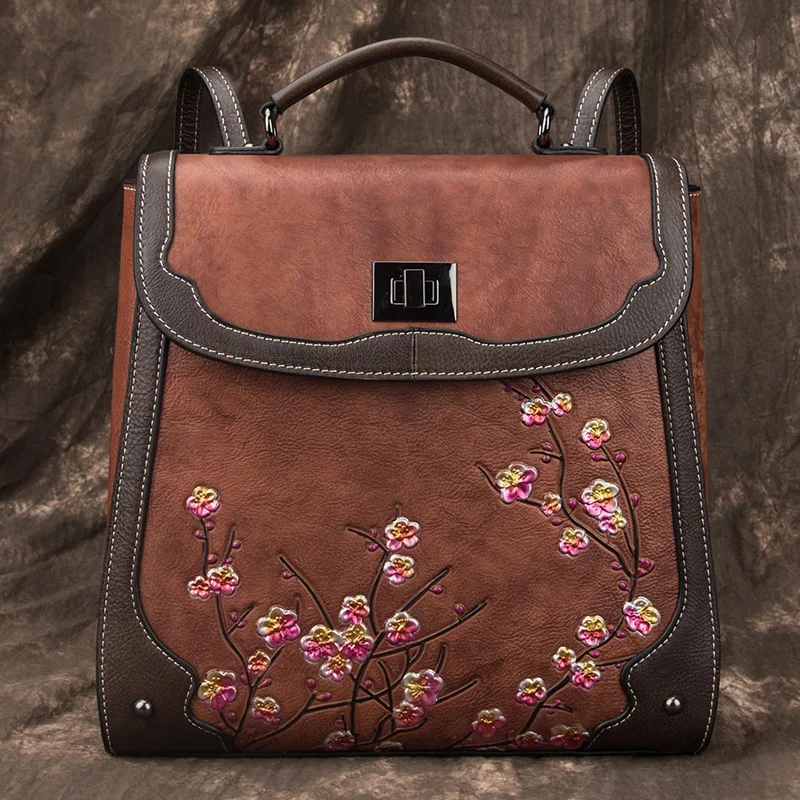 Eenvoudige leren casual schooltas voor dames, retro college rugzak in Britse stijl, computer rugzak. Veelzijdig en perfect voor dagelijks gebruik. — foto 3