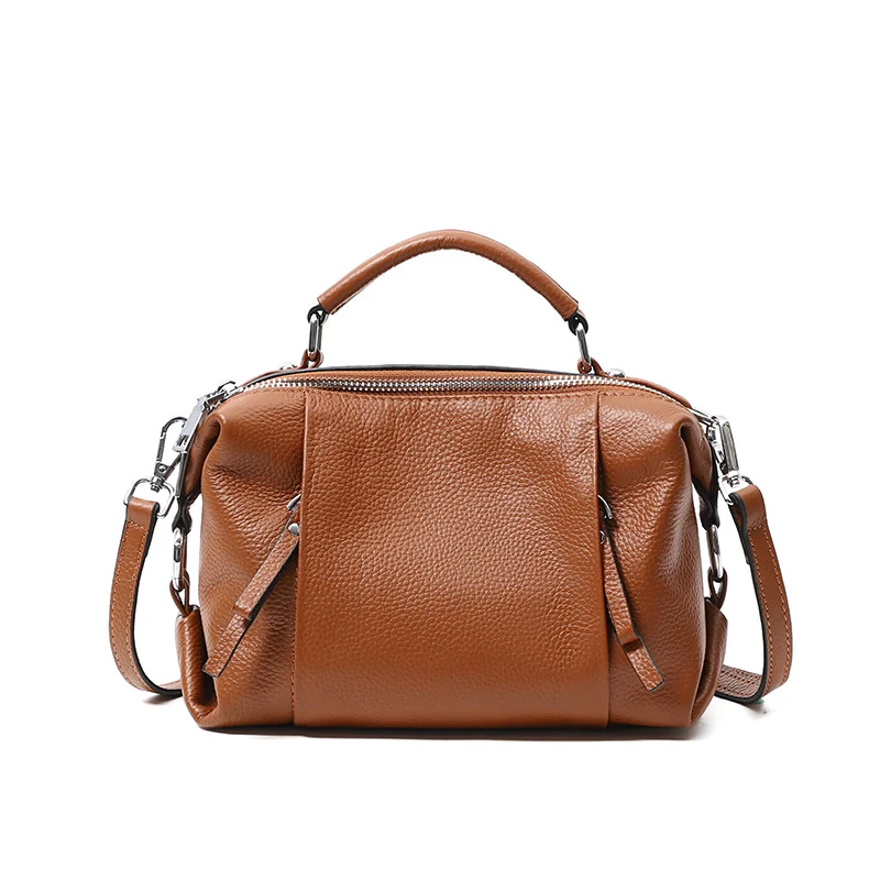 Bolsa feminina de couro bovino de primeira camada, mensageiro de ombro duplo compartimento. Elegância e praticidade para o seu dia a dia. — foto 6