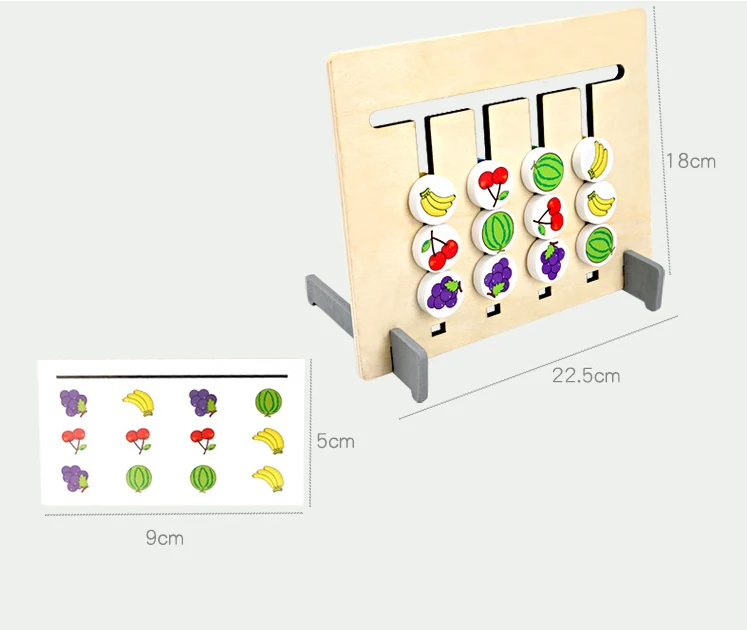 Title 2, Four-Color Fruit Logic Game Double-sided Wooden...
