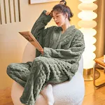 Koraalfleece pyjama, gewatteerd pak met lange mouwen — foto 9