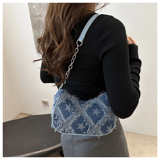 Title 8, Bolsa de ombro casual feminina com design de tr...