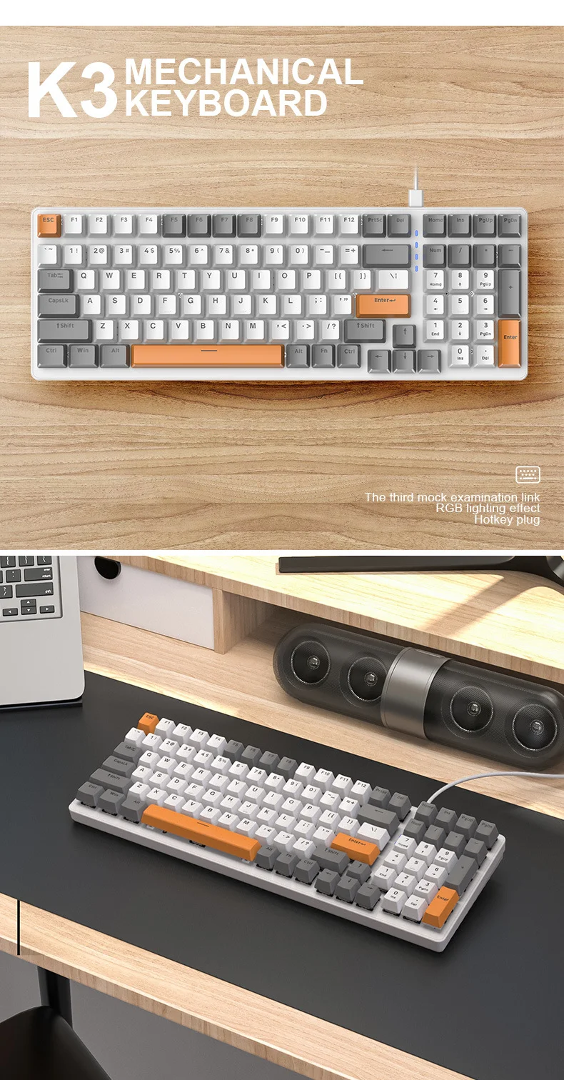 Title 5, Teclado mecânico de plástico para computador. D...