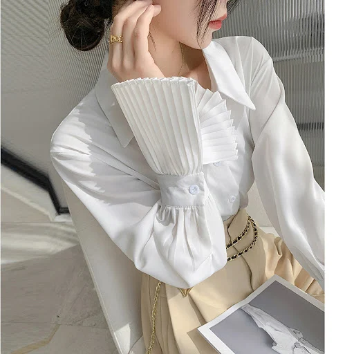 Title 1, Organ Sleeve White Shirt Womens Design Sense N...