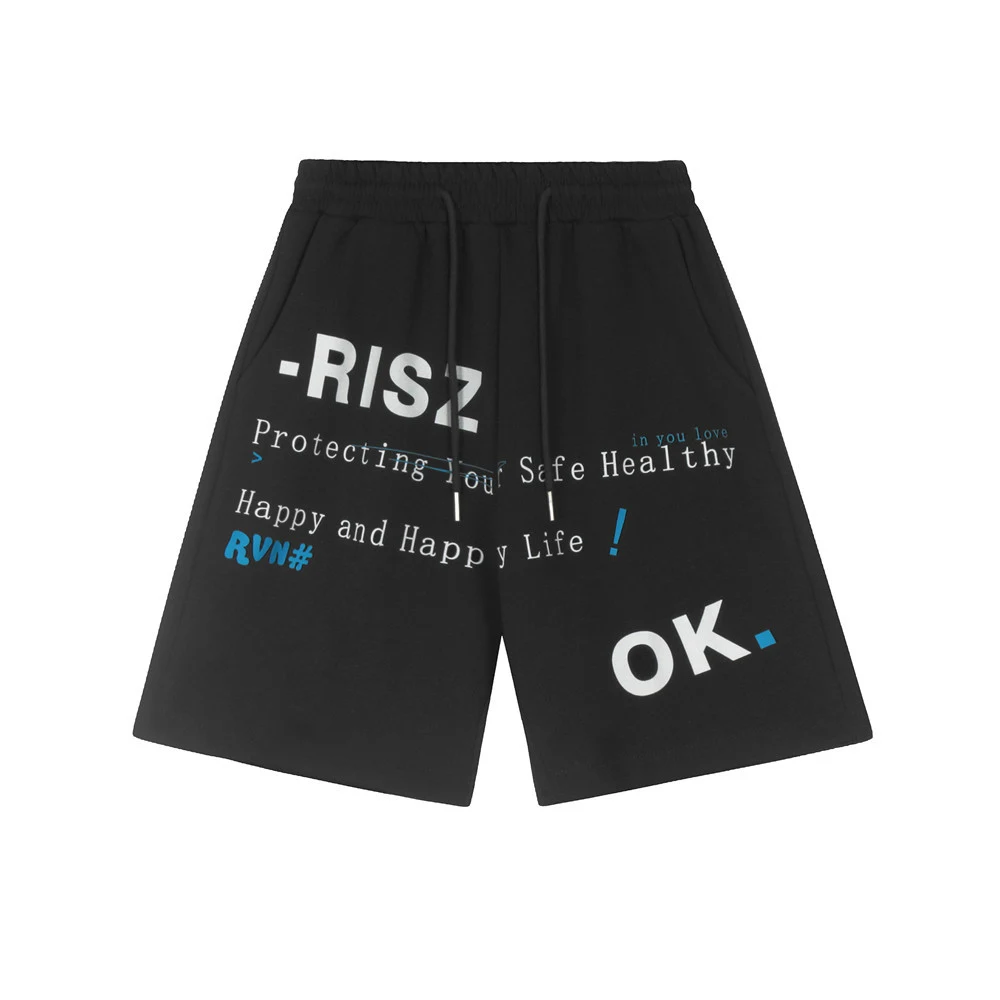 Title 12, Street Fashion Letter Printed Short Mens Loose