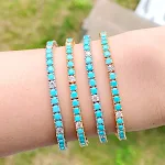 Bracciale con catena tennis turchese e zirconi, fashion semplice ed elegante. Perfetto per un look raffinato e alla moda, adatto ad ogni occasione. — foto 13
