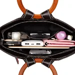 Bolsa feminina de couro genuíno com design vintage. Handbag para mulheres, bolsa de ombro elegante e estilosa. Ideal para diversas ocasiões. — foto 3