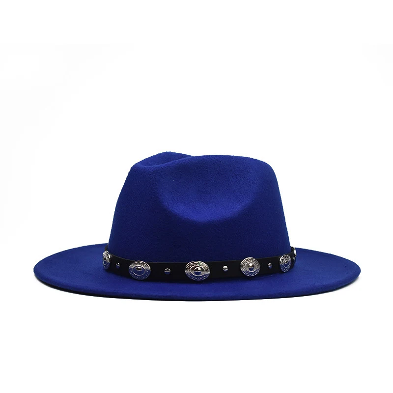 Title 1, Metallic Fashion Hat with Big Belt and Big Brim...