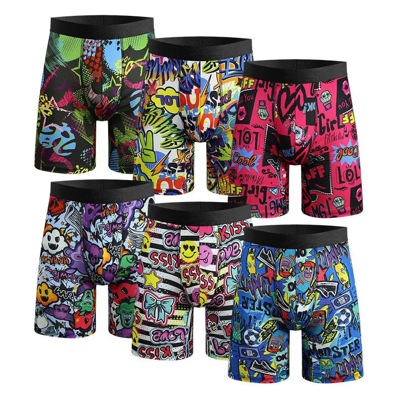 Men's Underwear Graffiti Novel Print Breathable Flat Angle. Comfortable and stylish men's underwear for everyday wear, p — photo 15