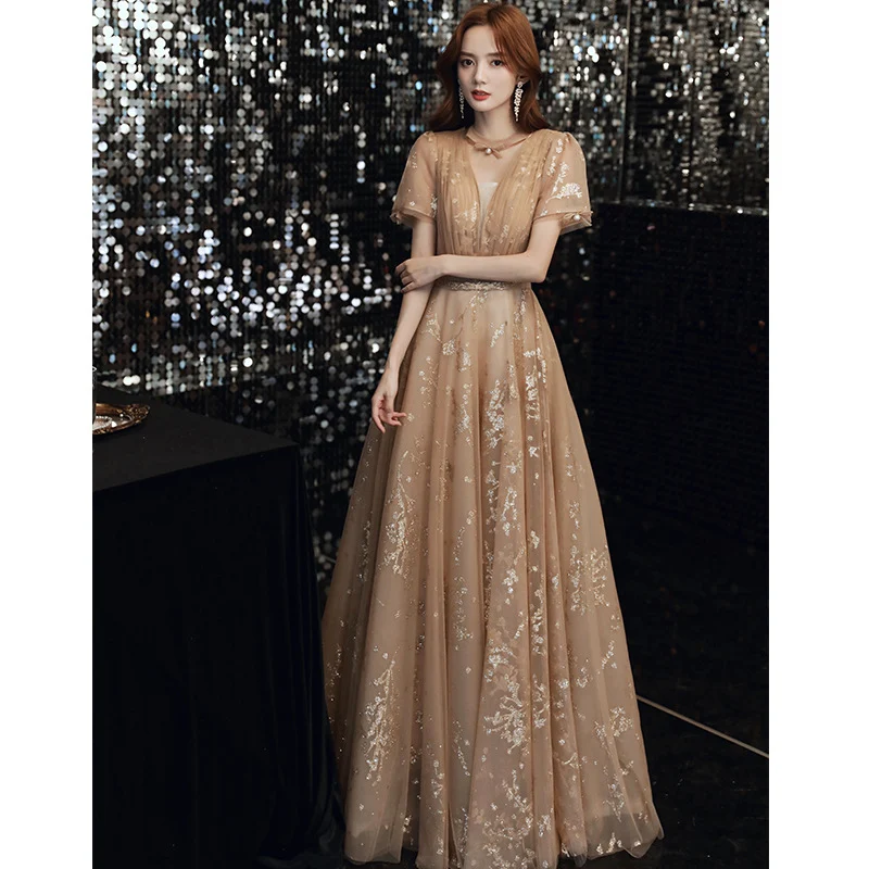 Title 6, Champagne Fairy Dream Banquet Elegant Dress, Dr...