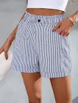 Fashion Ladies Non-stretch Stripe Shorts offer a comfortable and stylish casual look. Perfect for summer, these shorts a — photo 3