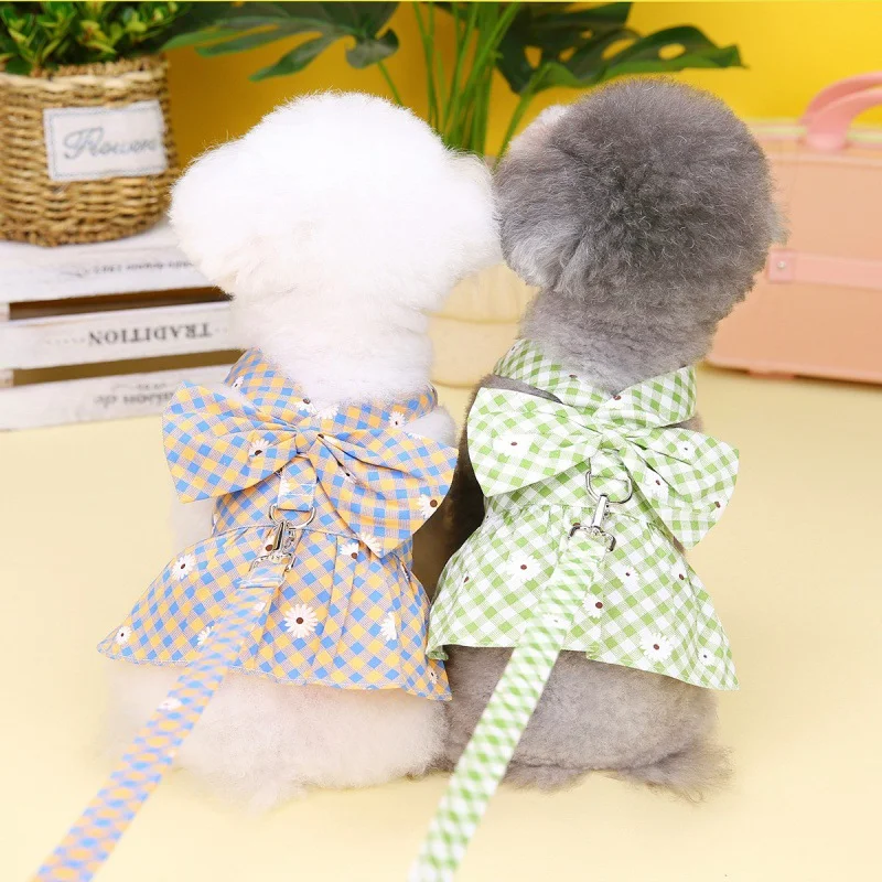 Title 5, Spring and Summer New Chrysanthemum Plaid Pet T...