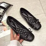 Plus size women's black flat shoes, woven pattern, low heel, all-match design, perfect for four seasons, comfortable eve — photo 8