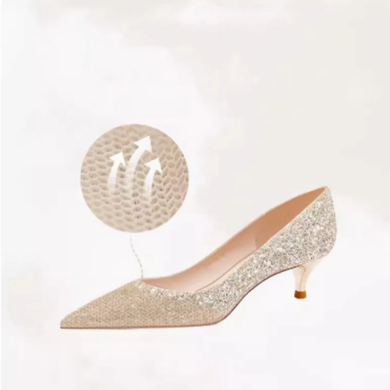 French Champagne Gold Wedding Shoes Women's New Autumn and Winter. Designed for comfort and all-day wear. Keep your feet — photo 8