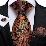 Men's Tie Luxury Black and Gold Striped Silk Woven. Elevate your style with this sophisticated tie, perfect for business — photo 7