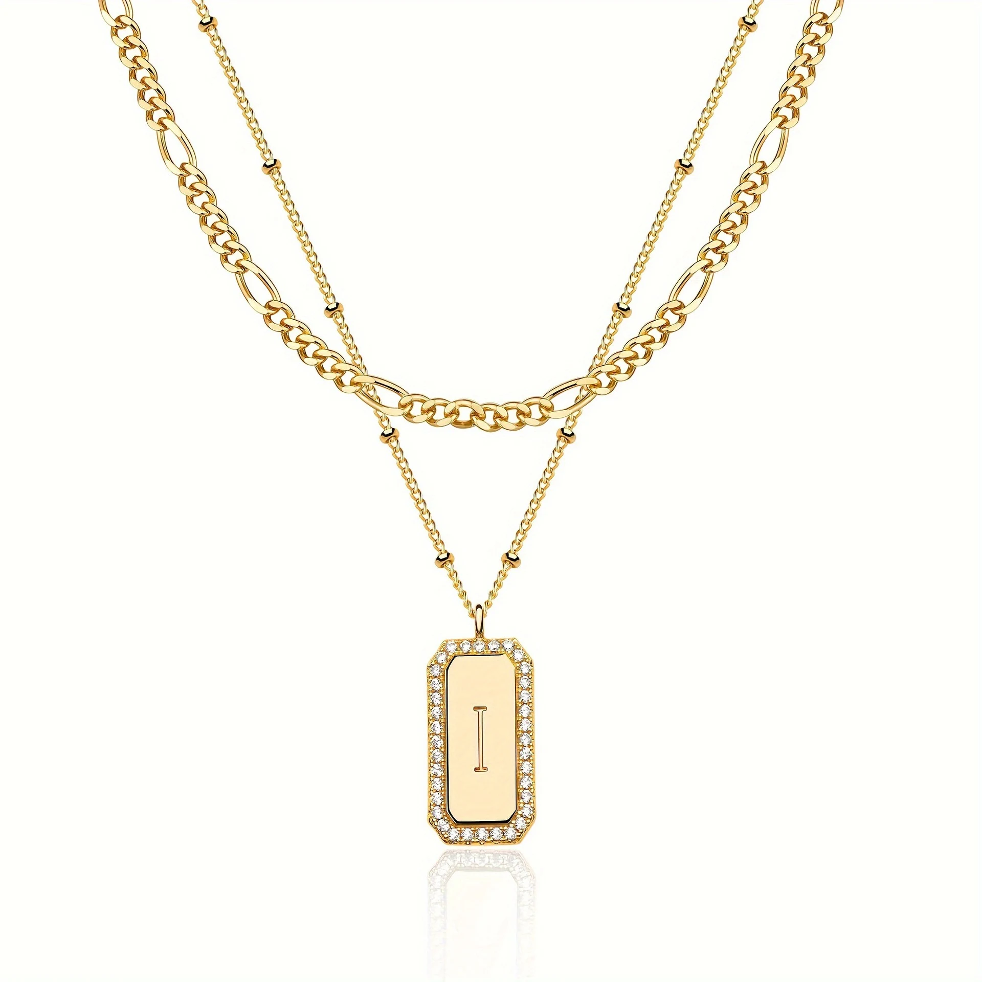 Colar Inicial em Camadas Retângulo Elegante, Joia Personalizada e Delicada, Presente Especial para Mulher, Sofisticação — foto 14