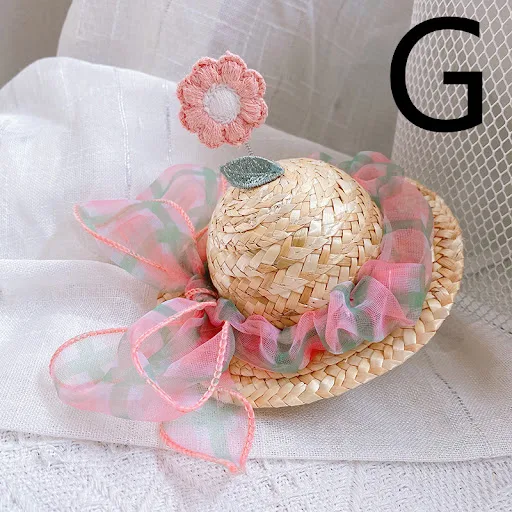 Title 3, Pet Cute Knitted Straw Hat Flower Hat, a perfec...