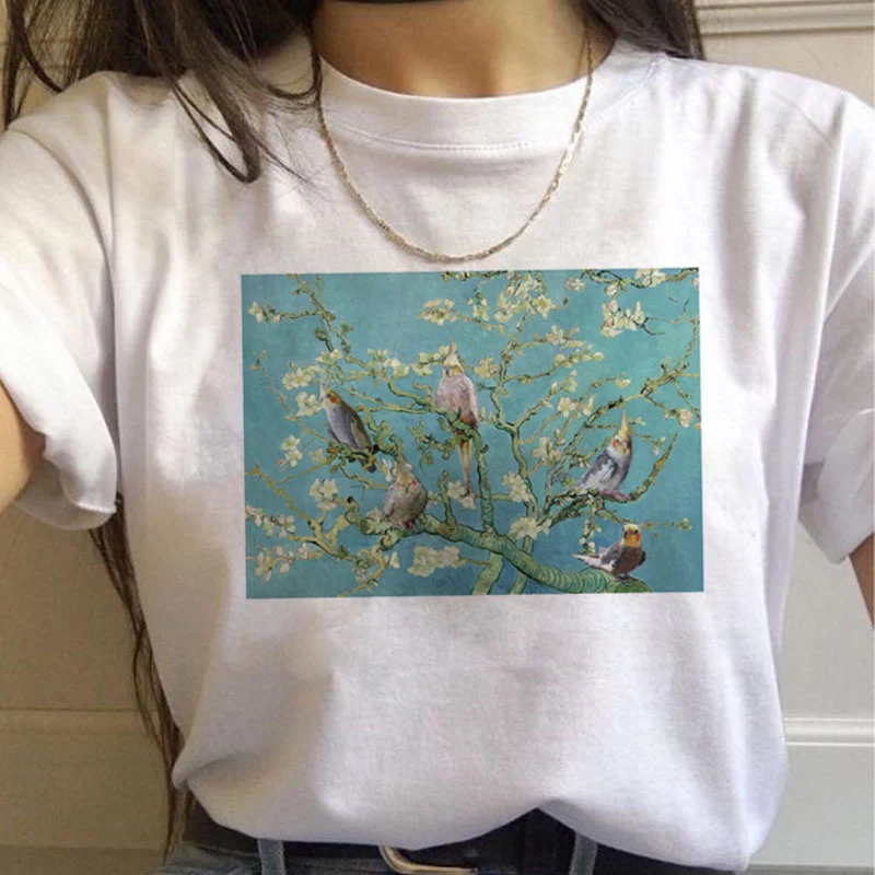 Title 17, Van Gogh Aesthetic Oil Painting Womens Short S...