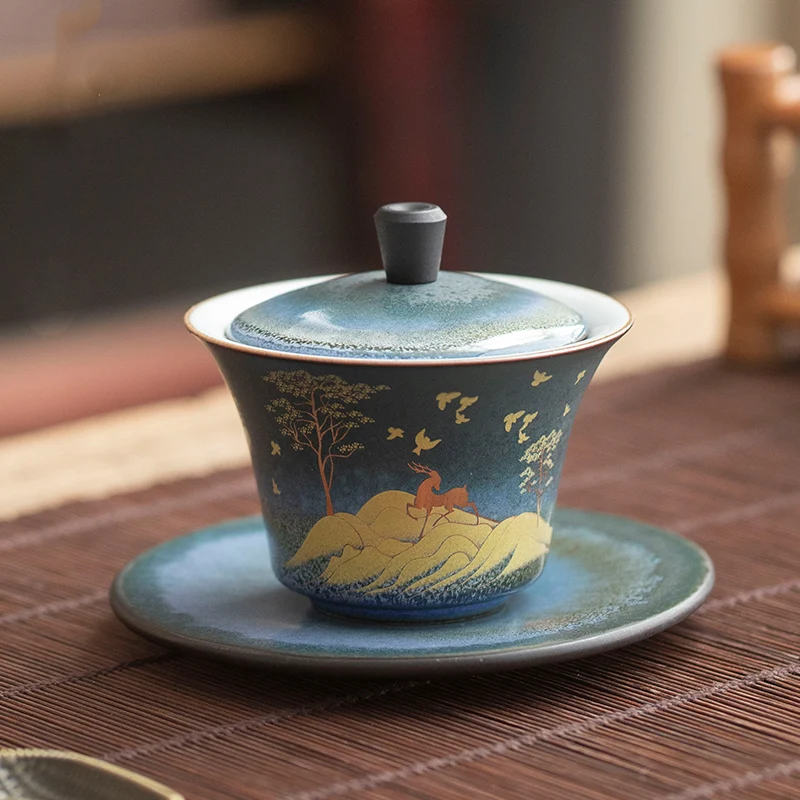 Hand-turned home retro ceramic kiln tea bowl for an authentic tea experience. Enjoy the perfect cup of tea with this uni — photo 2