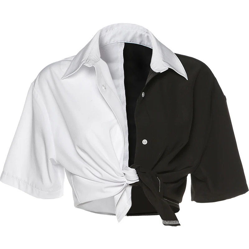 Short shirt with contrasting polos — a fresh and versatile style for a modern and bold look, perfect for any casual occa — photo 7