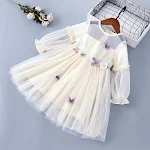 Kinder mesh jurk lente prinses lange mouwen rok luchtig en comfortabel ideaal voor de lente, perfect voor speciale gelegenheden en feestjes. — foto 3