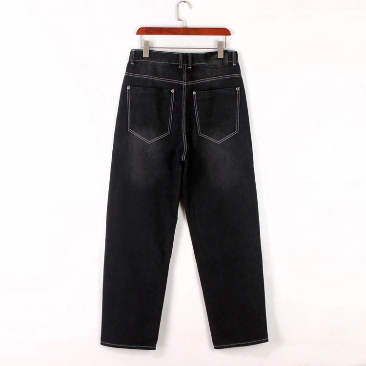 Title 10, Black Washed Jeans Mens Hip Hop Loose Plus Siz...