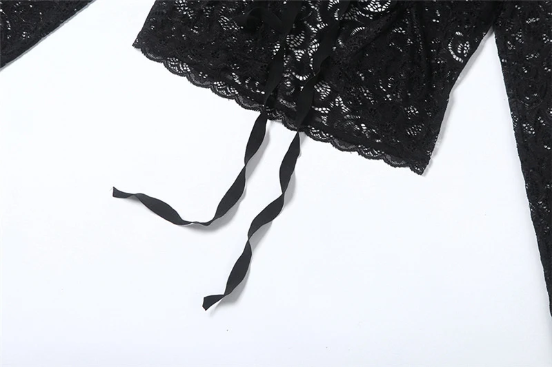 Title 10, Moda Feminina Macacão Transparente de Renda Crochê