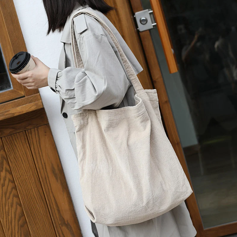 Bolsa de mão feminina de lona, grande capacidade, design simples. Perfeita para uso diário, compras e viagens. — foto 6