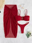 Multicolor Bikini Driedelig met Lange Culottes van Garen in Franse Stijl Zomerse Look voor Strand of Zwembad Comfortabel en Modieus — foto 17
