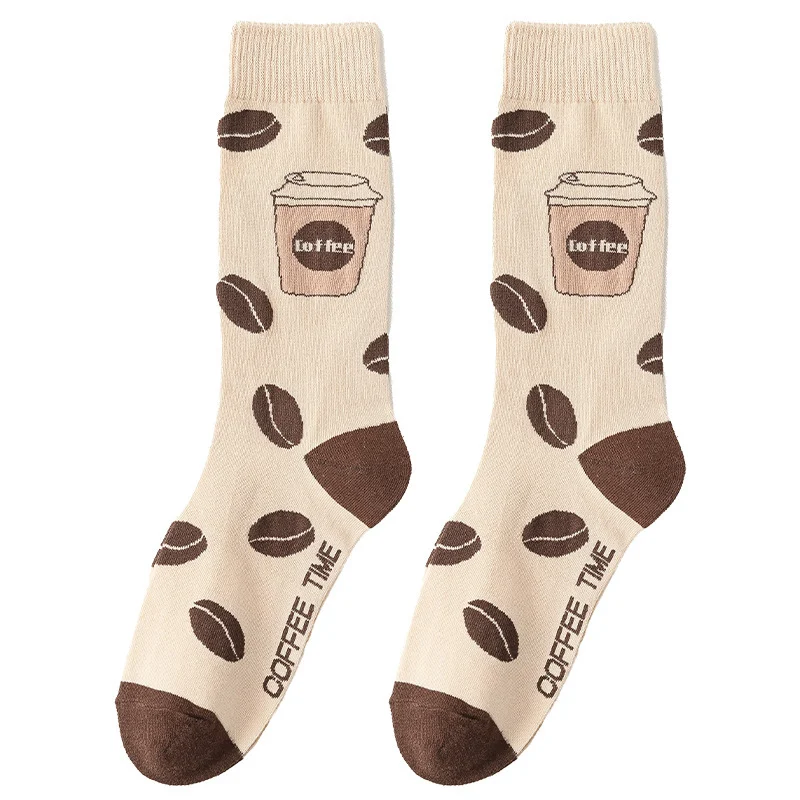 Title 6, Female Personality Cartoon Letter Coffee Socks ...