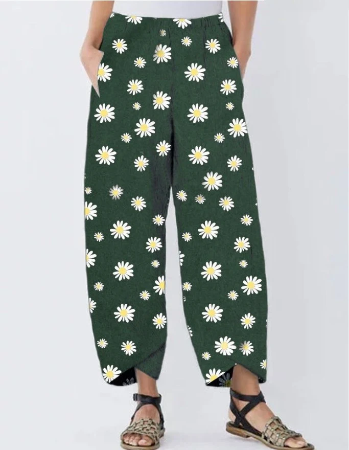 Title 4, Womens Daisy Flower Print Elastic Waist Cotton...