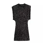 Y2g Sleeveless Black Dress with Padded Shoulders, Bead Embellishment, Mini. Elevate your style with this elegant and chi — photo 1