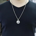 Pingente de aperitivo 925 Prata com Dragão e Fênix em formato de oito diagramas. Um amuleto especial com design místico. — foto 2