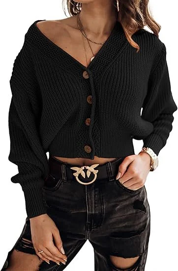Title 7, Damenpullover-Cardigan, lockerer Mantel mit V-A...