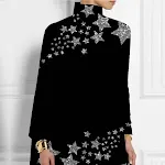 Christmas Abstract 3D Printed Loose Turtleneck Urban Casual Women's T-shirt, stylish comfort for everyday wear. — photo 1