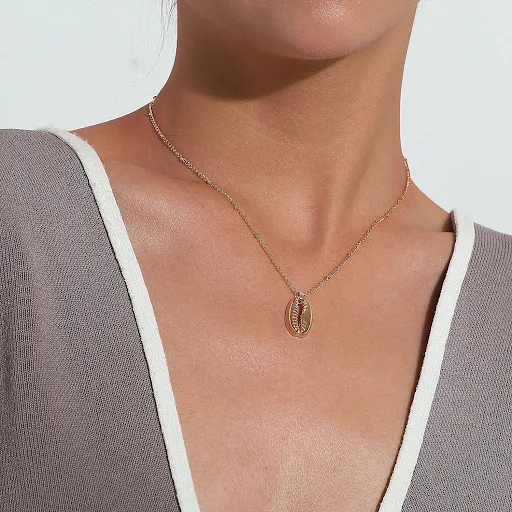 Title 6, Colar feminino elegante com pingente de liga, p...
