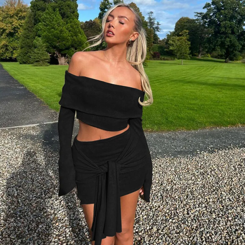 Title 2, European And American Off-the-neck Navel T-shir...