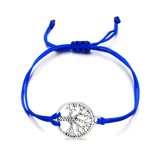 Title 15, Pulsera de árbol de cuerda roja tejida a mano s...