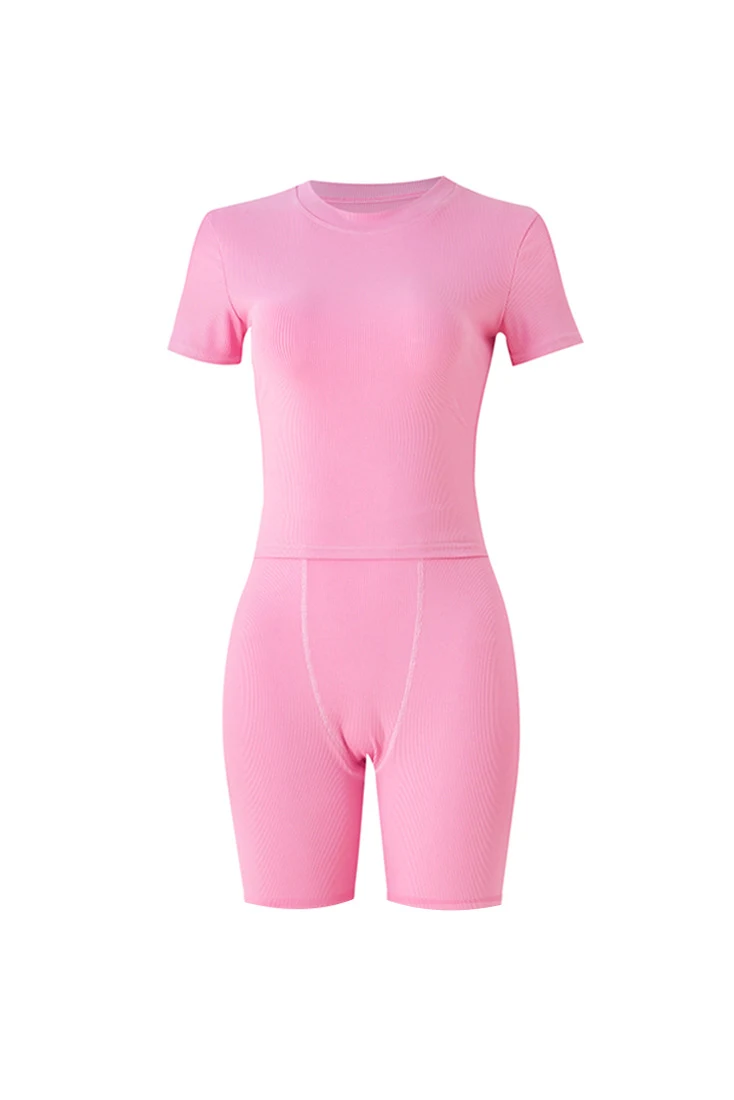 Title 6, Womens Solid Color Slim-fit Short-sleeved Shor...