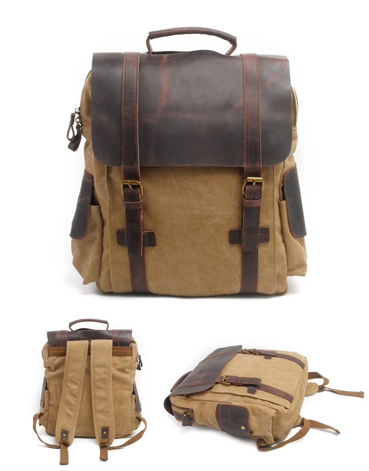 Title 5, Vintage canvas backpack for daily use and trave...